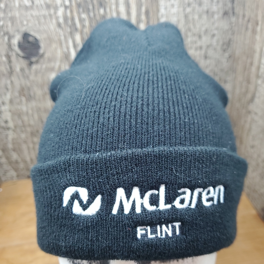 McLaren Flint Knit Black Beanie Winter Hat Unisex One Size Embroidered Unisex